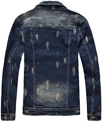 Mens Retro Vintage Washed Slim Fit Motorcycle Denim Jacket