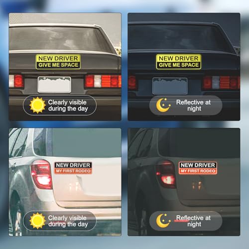 Image of 3pcs Student Driver Car Magnet Stickers, 9.8x3.35in Waterproof Removable Novice New Driver Decal Sign Reflective Magnetic Safety Bumper Sticker for Car Accessories