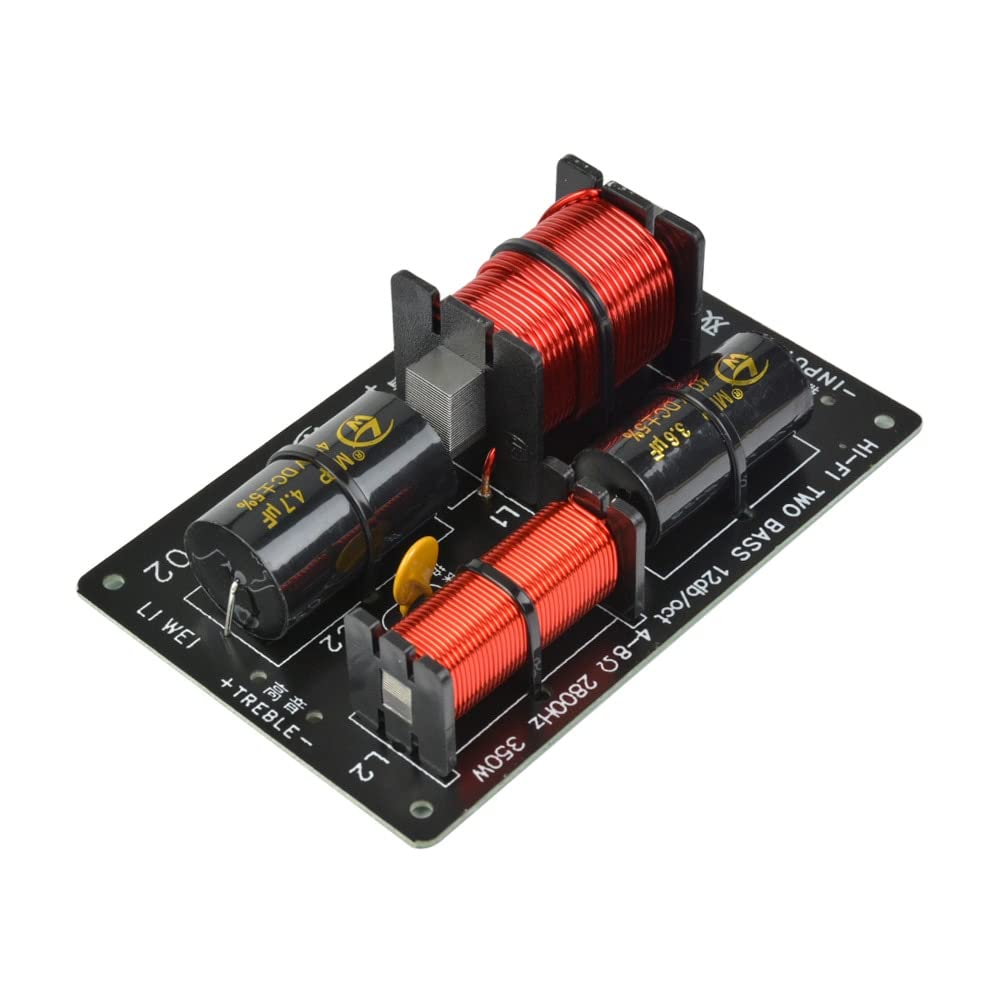 JINGERL 2PCS 350W Speaker Crossover Treble +Dual Bass 3 Ways Frequency Divider For 4-8 Ohm Speakers Filter 12dB 2800Hz 700W