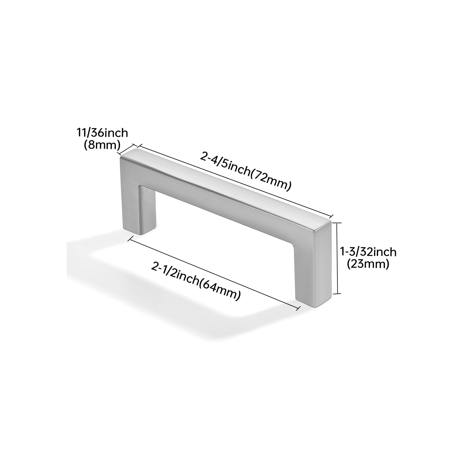 KHTUMEWARE-207 Brushed Nickel Cabinet Pulls CTC 2-1/2 in (64 mm) 10-Pack in Brushed Nickel — KHTUMEWARE