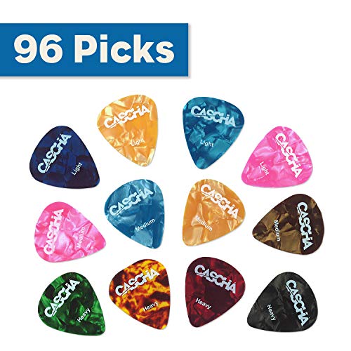 Médiators pour guitare acoustique électrique basse ukulélé - Set 96 plectres CASCHA