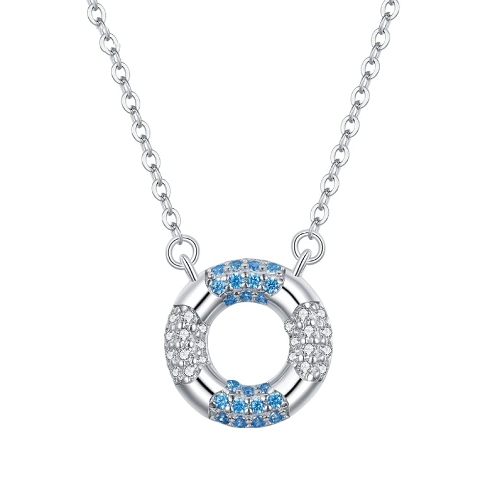 Anillo de natación azul collar cadena deporte joyería para niñas 6