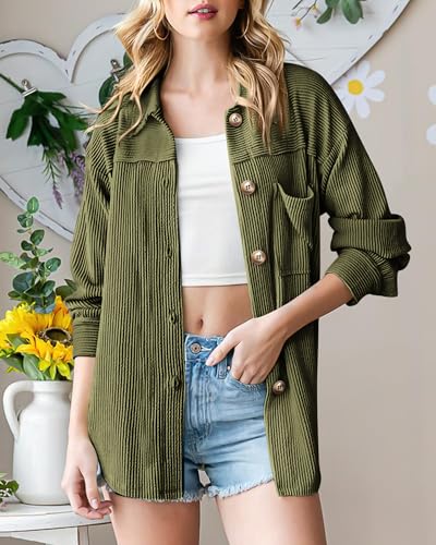 Image of PRETTYGARDEN Women's Textured Oversized Button Down Shirts