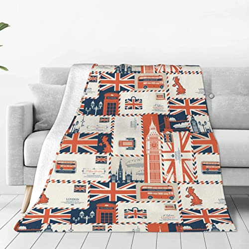 Oplp UK & London Flag Throw Blanket 80x60 Fleece