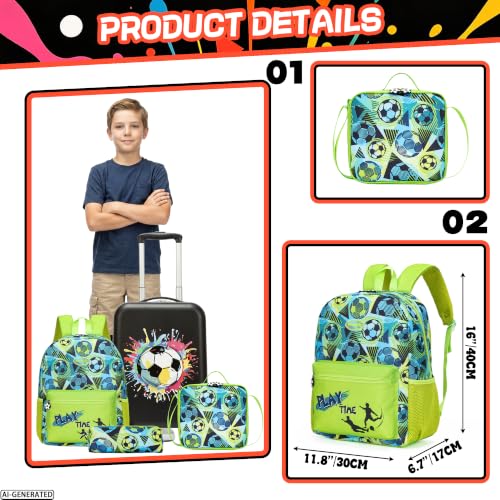 Image of Kids Carry on Luggage Set 5 Piece Toddler Luggages with Wheels 16 inch Kids Suitcase for Boys Airline Approved