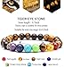 MONSEALYT 4PCS 8mm Natural Stone Beads Bracelet Set for Men Women Lava Rock & Tiger Eye Beaded Rainbow Yoga Oil Diffuser Anxiety Bracelets