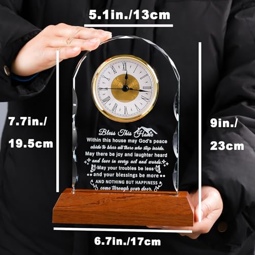 Image of Ornalrist House Warming Gifts New Home Clock with LED Wooden Light Base