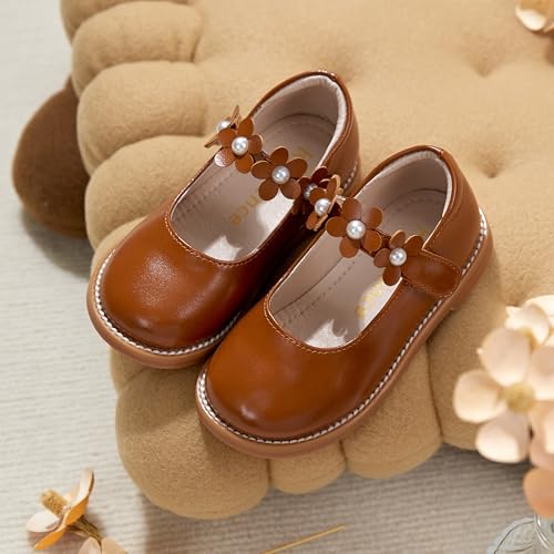Image of Kiderence Toddler Girl Mary Jane School Uniform Dress Shoes Oxford Flats | Wide Toe Box Great Comfort for Student Shoe and Flower Girl Shoe for Wedding, Parties, Church