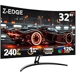Z-Edge 32 Inch Curved Gaming Monitor 240Hz 1ms MPRT Full HD 16:9 Curved Screen Frameless LED Monitor, Ultra-Thin Bezel, FreeSync, DisplayPort & HDMI, Black
