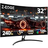Z-Edge 32 Inch Curved Gaming Monitor 240Hz 1ms MPRT Full HD 16:9 Curved Screen Frameless LED Monitor, Ultra-Thin Bezel, FreeSync, DisplayPort & HDMI, Black