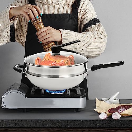 Wok de Acero Inoxidable Antiadherente LYNICESHOP con Tapa y Vaporera miniatura 3