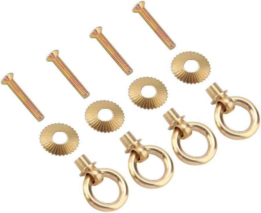Zerodis 4pcs/Pack Cabinet Pull Rings Mini Simple Vintage Pull Rings Drawer Pull Attachment Handle for Cosmetic Case Jewelry Box (Brass)