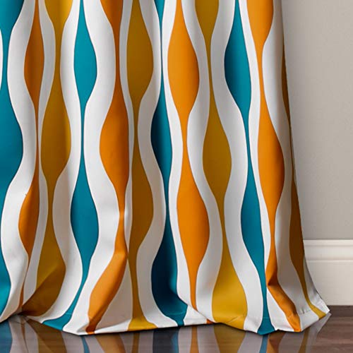 Lush Decor Mid Century Geo Room Darkening Window Curtain Panel Pair, 95" Long X 52" Wide, Turquoise & Orange #TOP2