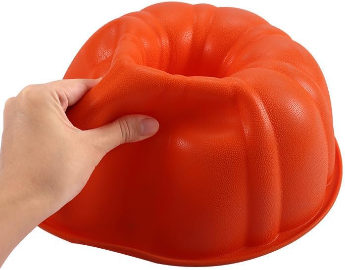 9.7" Non Stick Cakes Dundt Pan Silicone Pumpkin Cake Pan Baking Mold - Orange