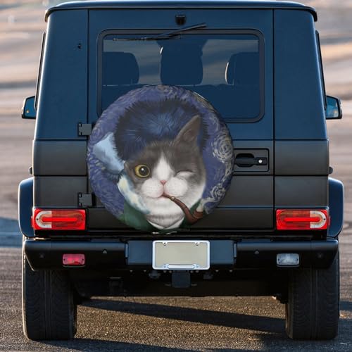 Image of Funny Cat Spare Tire Cover Wheel Protector Weatherproof Wheel Cover Universal Decorative Accessories for Camper RV SUV Travel Trailer 17 inch
