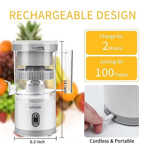 Rechargeable Electric Citrus Juicer with USB Cable and Cleaning Brush