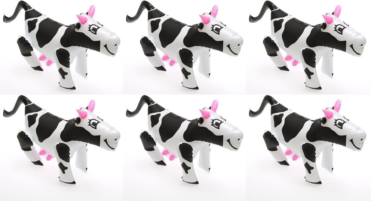 Inflatable Cows | 6 Pc Set | Hanging Party Inflate Decorations and Toys