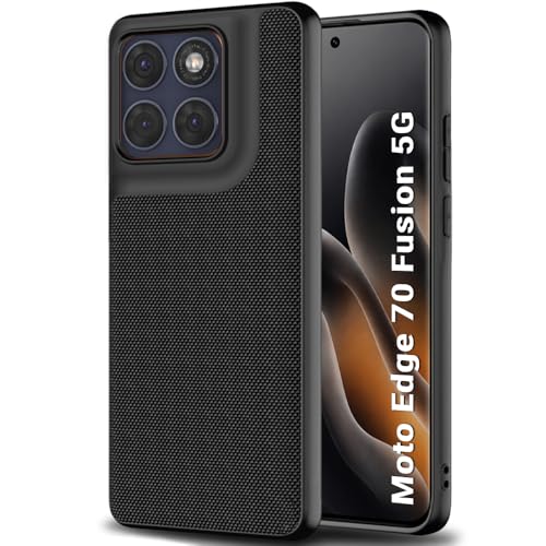 Image of TheGiftKart Back Cover Case for Motorola Moto Edge 70 Fusion 5G | Slim & Lightweight | Ultra-Premium Design | Camera Protection Bump | Fabric Texture Case Cover (PC & TPU, Black)