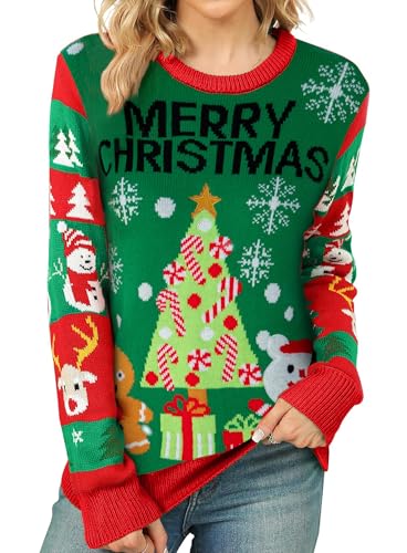 Image of PECHAR Christmas Tree Sweatshirts Women Pine Tree Print Shirts Nature Lover Gift Casual Tee Long Sleeve Xmas Pullover