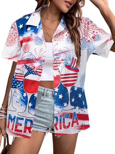 American Flag Shirt Women Patriotic Shirt 4th of July Outfits Ind...