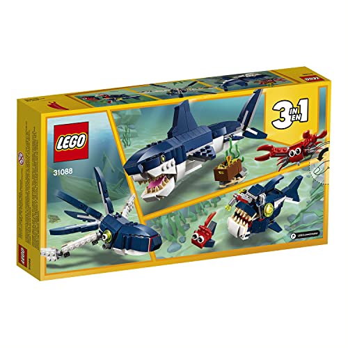 Creator Creature degli Abissi, Set 3 in 1 con Animali Giocattolo Marini da Costruire come Squalo, Calamaro, Granchio e Rana Pescatrice, Giochi per Bambini e Bambine da 7 Anni, Idee Regalo 31088 - Lego - Immagine 7