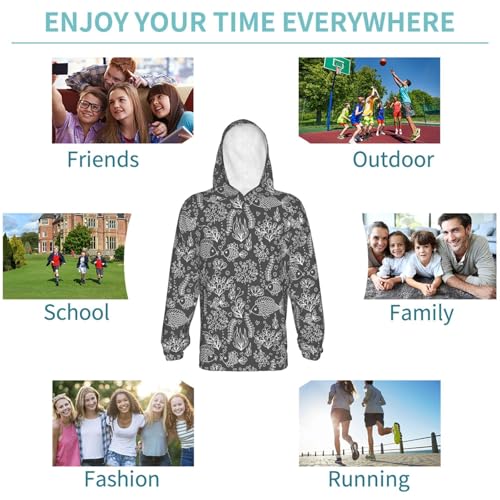 Ocean with Fishes Kid Hoodies Boys Sweatshirts Girls Pullover with Pocket 6