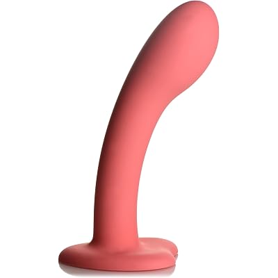 Simply Sweet G-Spot Silicone Dildo for Men, Women, & Couples. G-Spot Curved Dildo Made with Premium Silicone Wide Heart Shaped Base Firm & Flexible. 1 Piece, Pink.