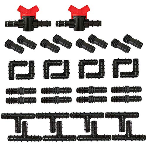 Sucute Kit de robinets d'irrigation, raccords de piquant pour 34 pièces d'arrosage tuyau d'eau raccord noir Cover