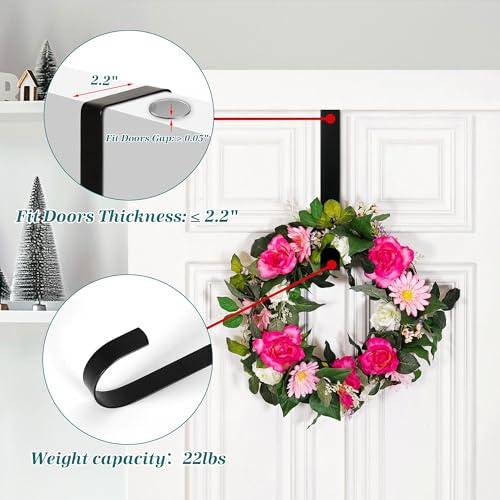 Image of HOOSUN Wreath Hangers for Front Door 4th of July Decorations,14 inch Patriotic Wreath Hook Holder,Over The Door Hooks Hanger,Metal Garland Hangers Hook for Spring Summer Wreath Porch Decor(2 Pack)