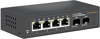 Davuazアンマネージド2.5Gイーサネットスイッチ、2.5G Base-Tポート×4、アップリンク10G SFPポート×2、100/1000/2500Mbps対応、ファンレスデザイン、2.5Gbメタルネットワークスイッチ