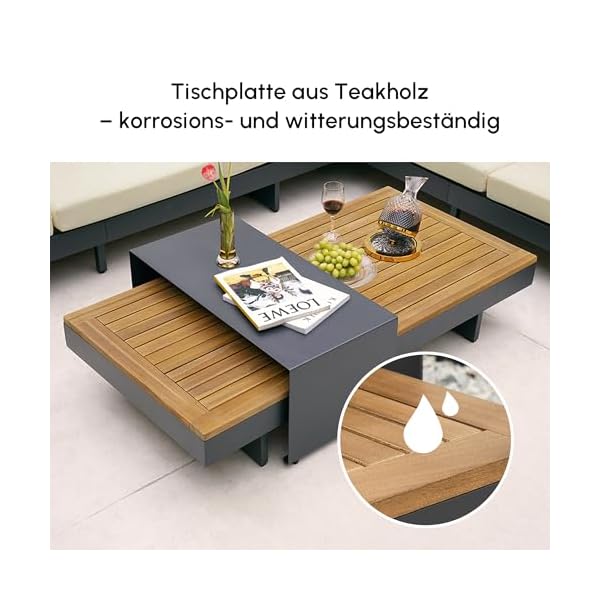 Patioco Modulares Lounge-Set Aluminium Teakholz 6-teilig
