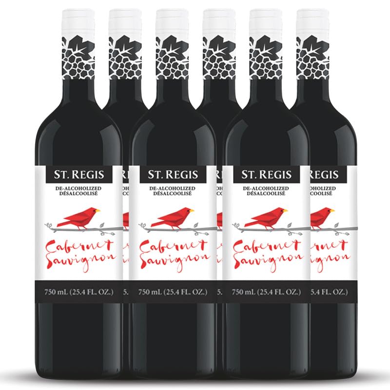 ST. REGIS Cabernet Sauvignon 25.4 onzas líquidas (paquete de 6) Bajo en calorías y azúcar Sabor rico afrutado y picante de viñedos del norte de