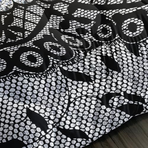 Image of AILONEN Queen Crown Comforter Set for Women,Black Lace Butterfly Bedding Set Full Size for Room Decor,3-Piece Luxury Black and White Quilt with 2 Pillowcases