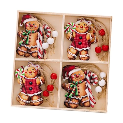 FABLOFT 12Pcs Christmas Gingerbread Man Ornament Cartoon Xmas Wood...
