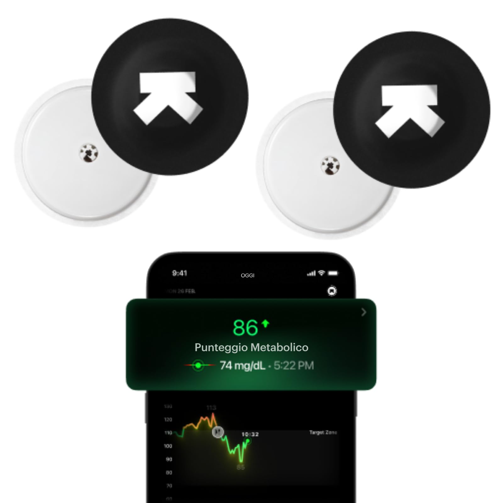 Ultrahuman M1 | Monitoraggio intelligente della glicemia tramite app | Ottimizza la tua dieta | Monitoraggio continuo della glicemia, sensori avanzati Freestyle Libre 2 Plus CGM (2 sensore)