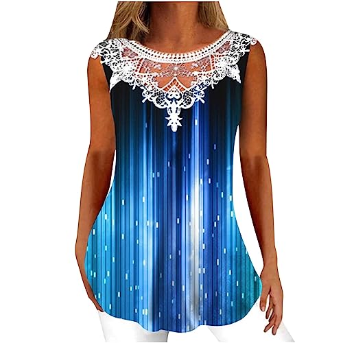 Débardeur d'été sans manches top fluide chic décontracté bleu taille S femme
