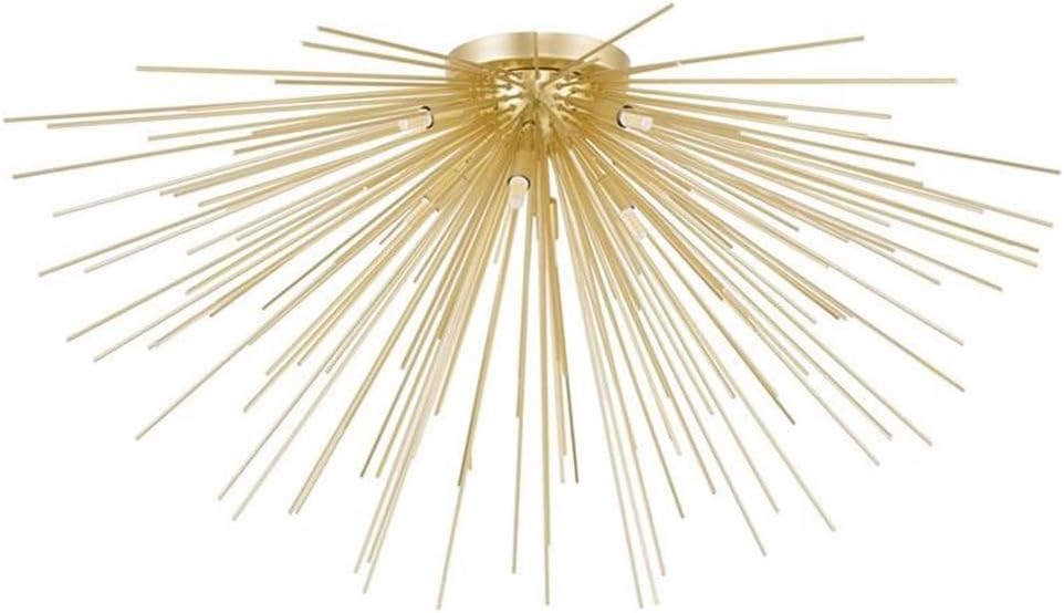 Pemberly Row 8 Light Flush Mount Ceiling Fixture, Gold Leaf Finish, 40 in Diameter Metal Construction, Starburst Sputnik Design, Indoor Dry Location Lighting, Compatible with G9 Bulbs