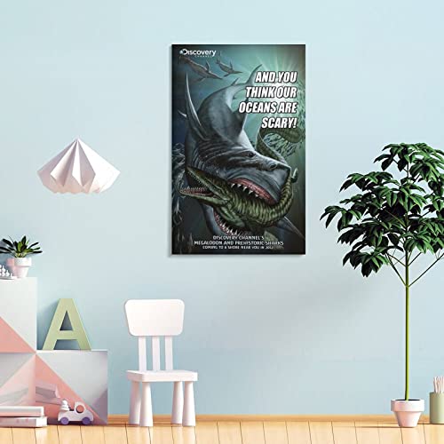 Explore The Megalodon And Prehistoric Sharks Posters Art Wall Canvas Prints Posters For Boys Room Canvas Wall Art Prints For Wall Decor Room Decor Bedroom Decor Gifts 24X36Inch(60X90Cm) Frame-Style #TOP3