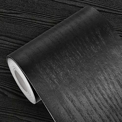 Norsens 3.93" X 393" Black Wood Grain Wallpaper Border, Mirror Frame Peel And Stick, Removable Pvc Waterproof Kitchen Bathroom Wall Decor #TOP1