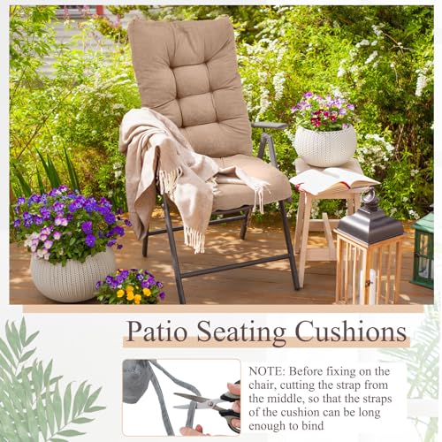 Image of Juexica Beige Apricot 17 x 17 Inch 4 Sets Outdoor Patio Chair Cushion
