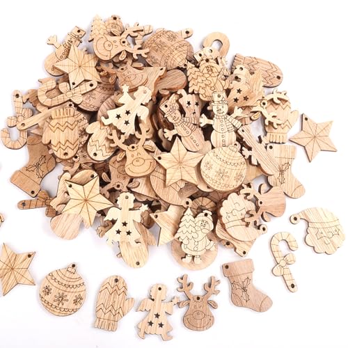 HERZNONE 200pcs Streudeko Weihnachtsdeko mini Holzscheiben...