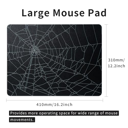 Image of XVX Glass Mouse Pad for Gaming, Black Spider Webs Hard Gaming Mousepad, Professional Large Mouse Mat 16.2 inch x 12.2 inch, Special Glass Surface with Improved Precision and Speed