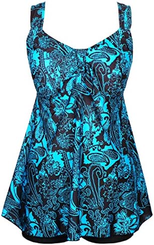 DANIFY Plus Size Swimsuit for Women Tankini Swimdress Tummy Control Swimwear Two Piece Bathing Suit Cover up Swim Dress