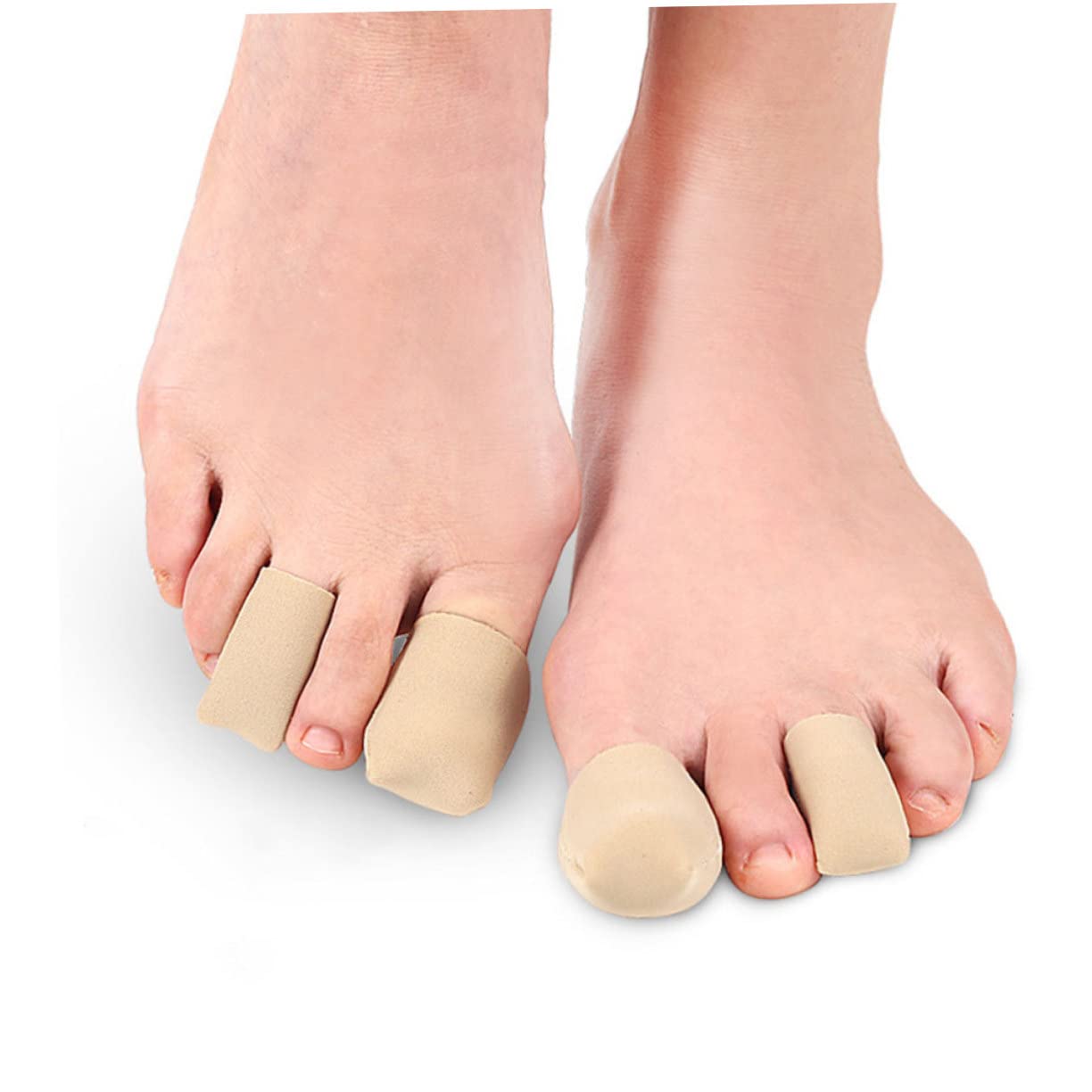 Gatuida 10pairs -wear Toe Sleeves with Silicone Lining of Soft Fabric Closed Caps for Blister and Corn for Everyday Use Skin Tone