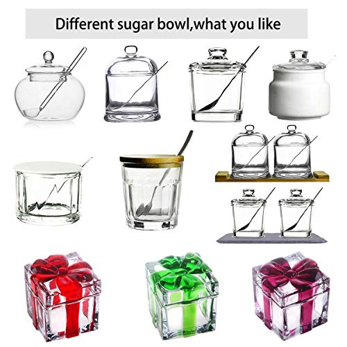 Vencer Sugar Bowl Clear Glass With Lid and Stainless Steel Sugar Serving Spoon, 6.3 Ounces (180 ML),Sugar Canister, Sugar Dispenser, VFO-027 - Thumbnail 6