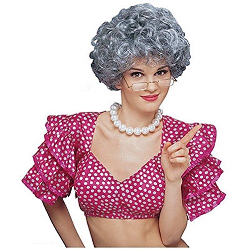 Party Hair Granny Gray Old Lady Wig, Yo Mamma Nanna Madea Granny Grandmother