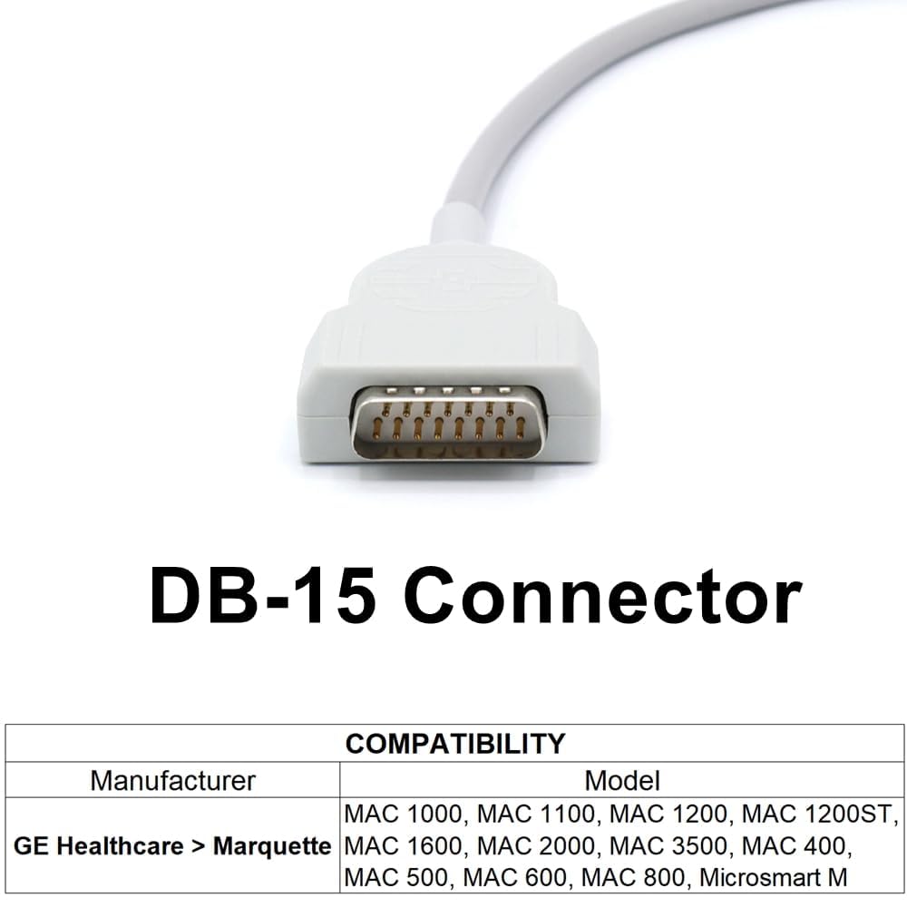 skmeditec Compatibile GE-Marquettee 2029890-001 ECG/EKG cable IEC banana 11 piedi, 10K RES. Cavo di connessione diretta in TPU con connettore per monitor a 15 pin