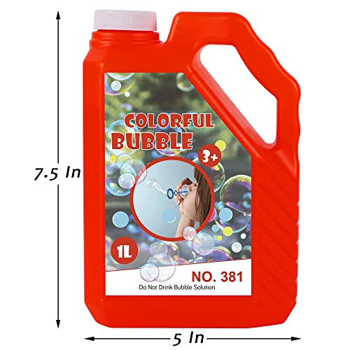Lulu Home Bubble Concentrated Solution, 1 L/ 33.8 Oz Bubble Refill Solution Up To 2.5 Gallon For Kids Halloween Party Bubble Machine, Giant Bubble Wand, Bubble Gun Blower (Red) #TOP1