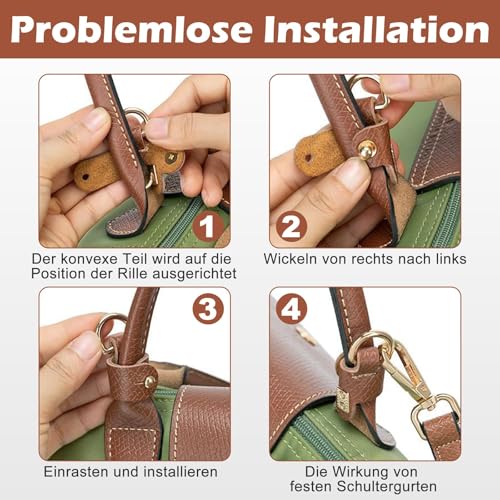 Schultergurt für Longchamp Damen Taschen - Einstellbarer Taschengurt ohne Stanzen von Löchern für Longchamp Mini Bag Straps (Braun) 4