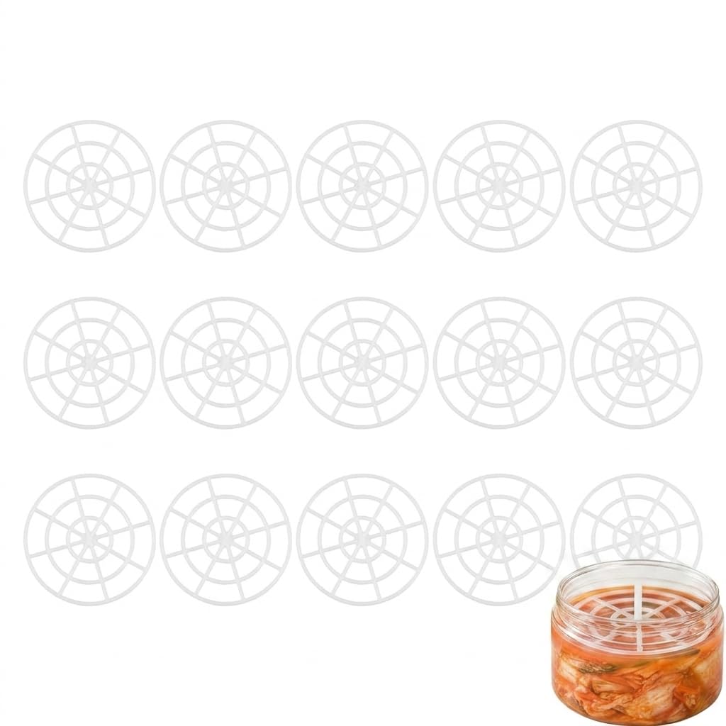 PRETYZOOM 15Pcs Pickle Jar Press Mesh for Fermentation Plastic Pickling Jar Press Tool for Sauerkraut Kimchi Vegetable Pickling Home Brewing Even Pressure Compact White Set